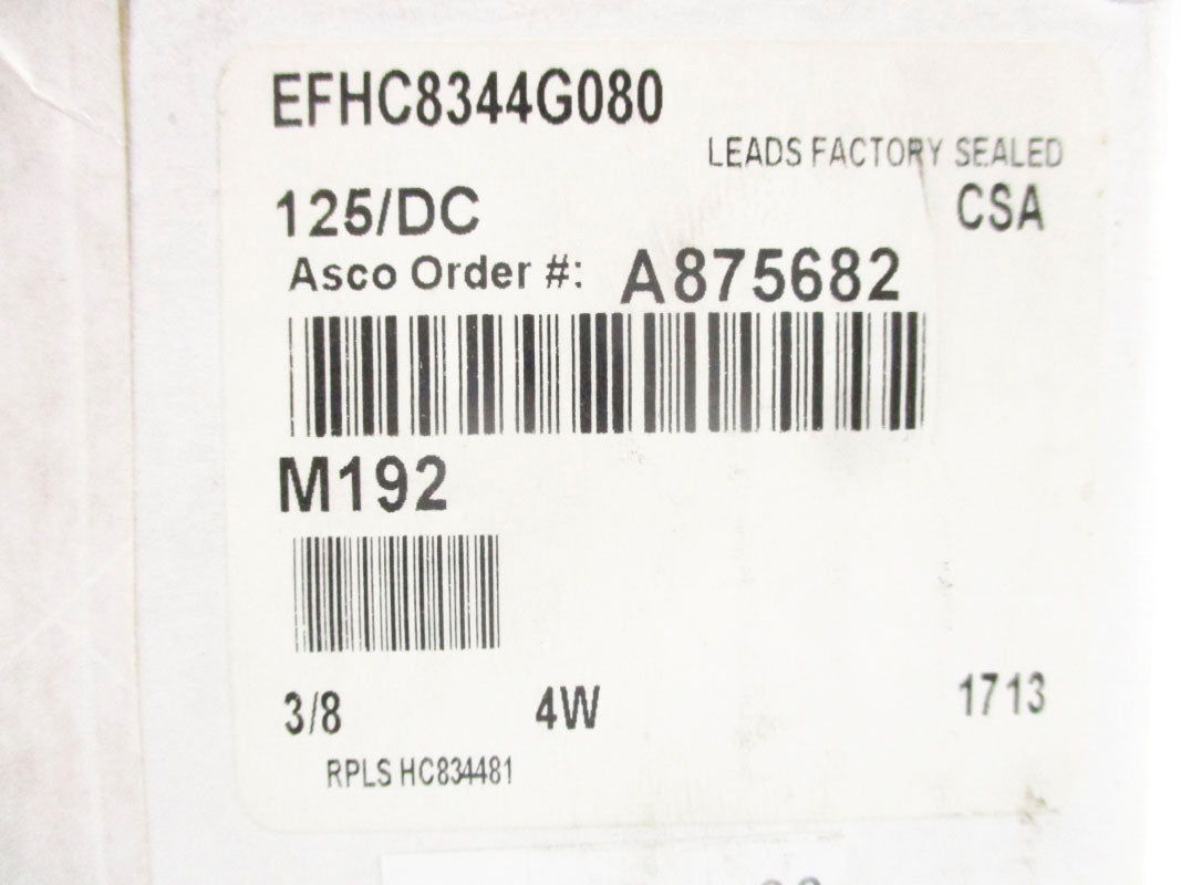 ASCO EFHC8344G080 3/8 125DC NSFS