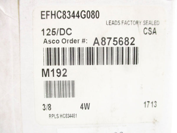 ASCO EFHC8344G080 3/8 125DC NSFS