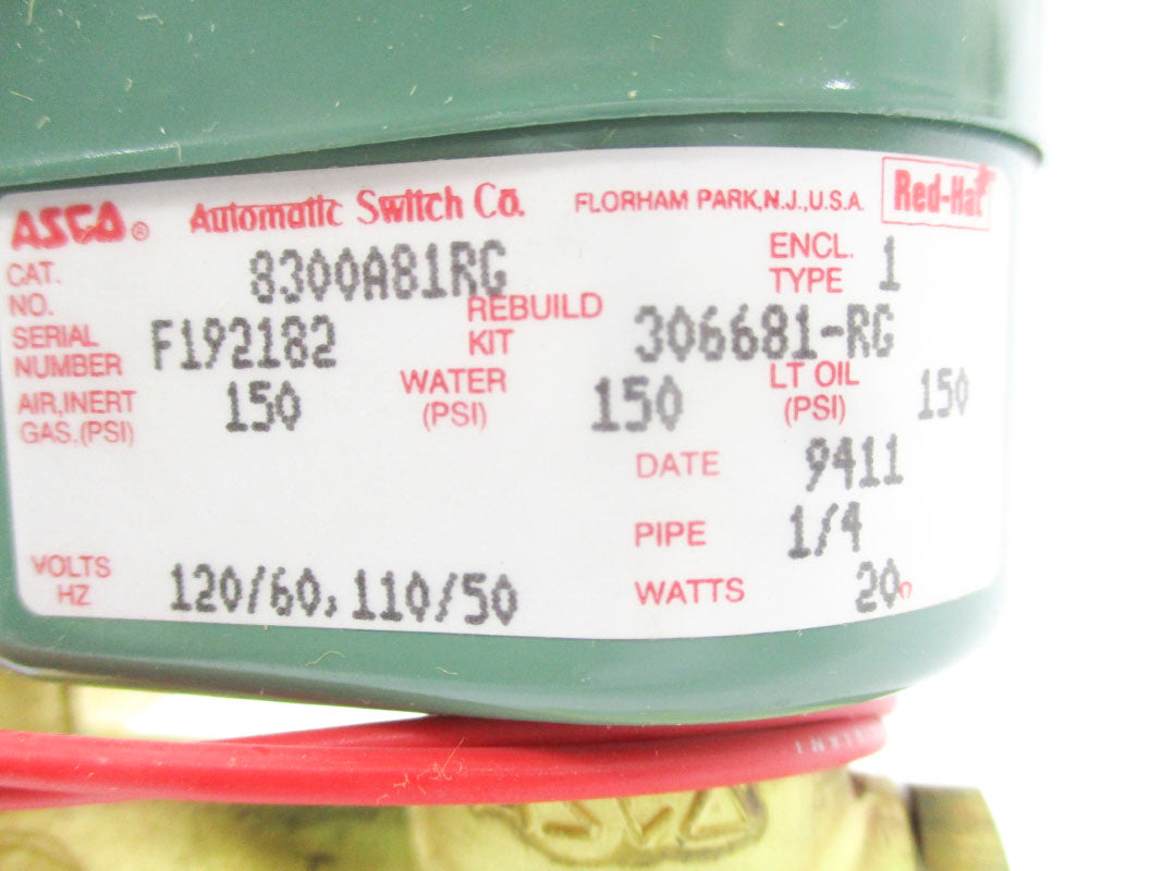 ASCO 8300A81RG 1/4 150PSI 110/120V NSMP