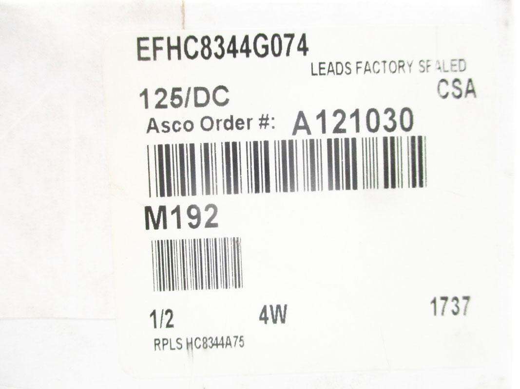 ASCO EFHC8344G074 1/2 125DC NSFS
