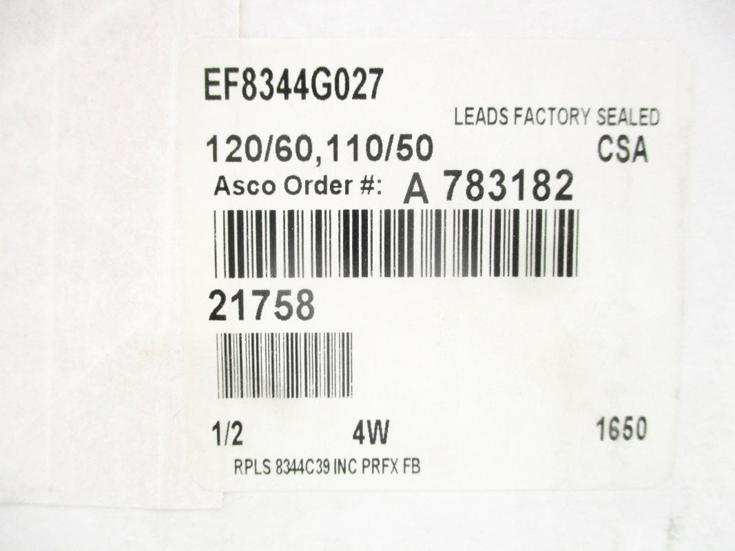 ASCO EF8344G027 1/2 110/120V NSFS