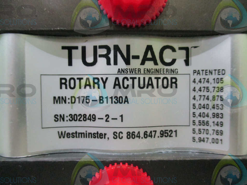 TURN-ACT D175-B1130A ROTARY ACTUATOR *NEW NO BOX*