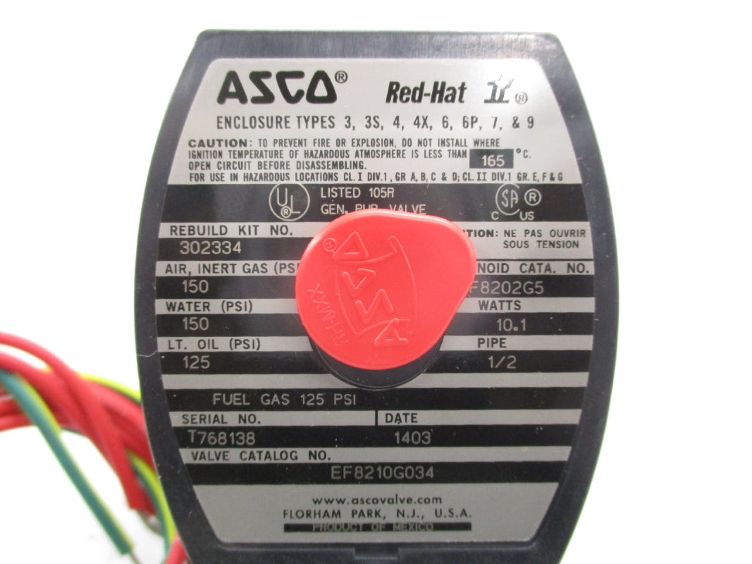ASCO EF8210G034 110/120V 125-150PSI 1/2" NSMP