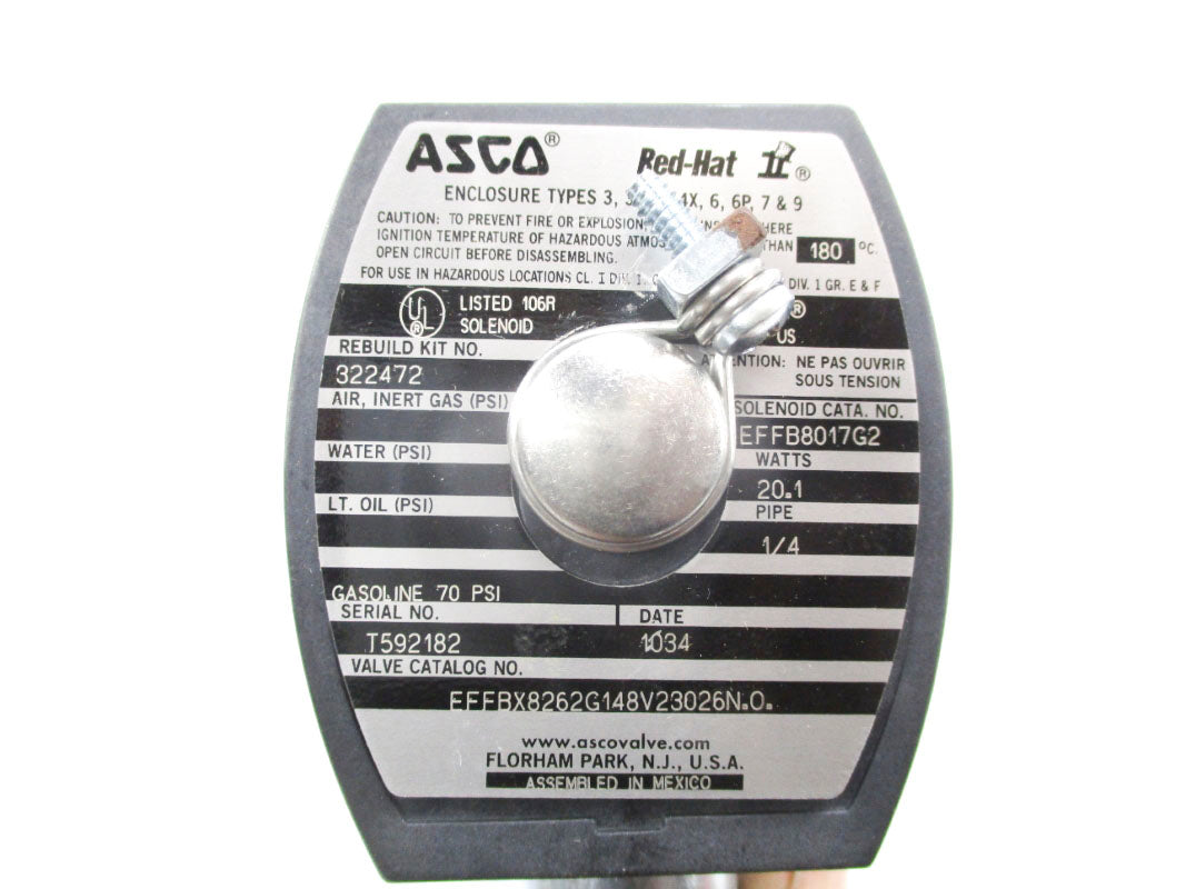 ASCO EFFBX8262G148V23026N.O 1/4 70PSI 120/60 NSMP