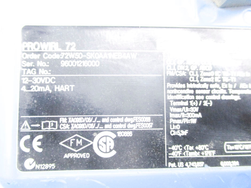 ENDRESS+HAUSER PROWIRL 72 72W50-SK0AA1NEB4AW NSNP
