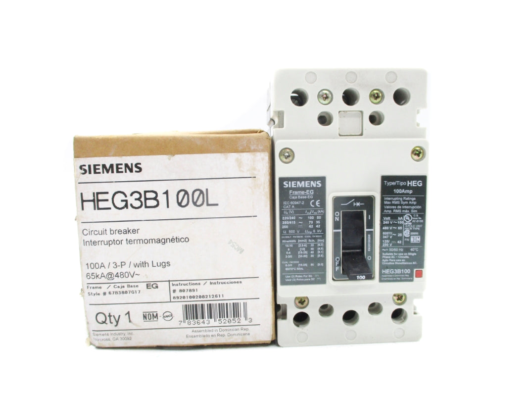 SIEMENS HEG3B100L 100A 480V NSMP