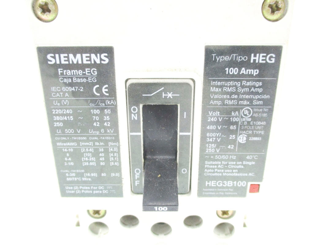 SIEMENS HEG3B100 100A 480V NSNP