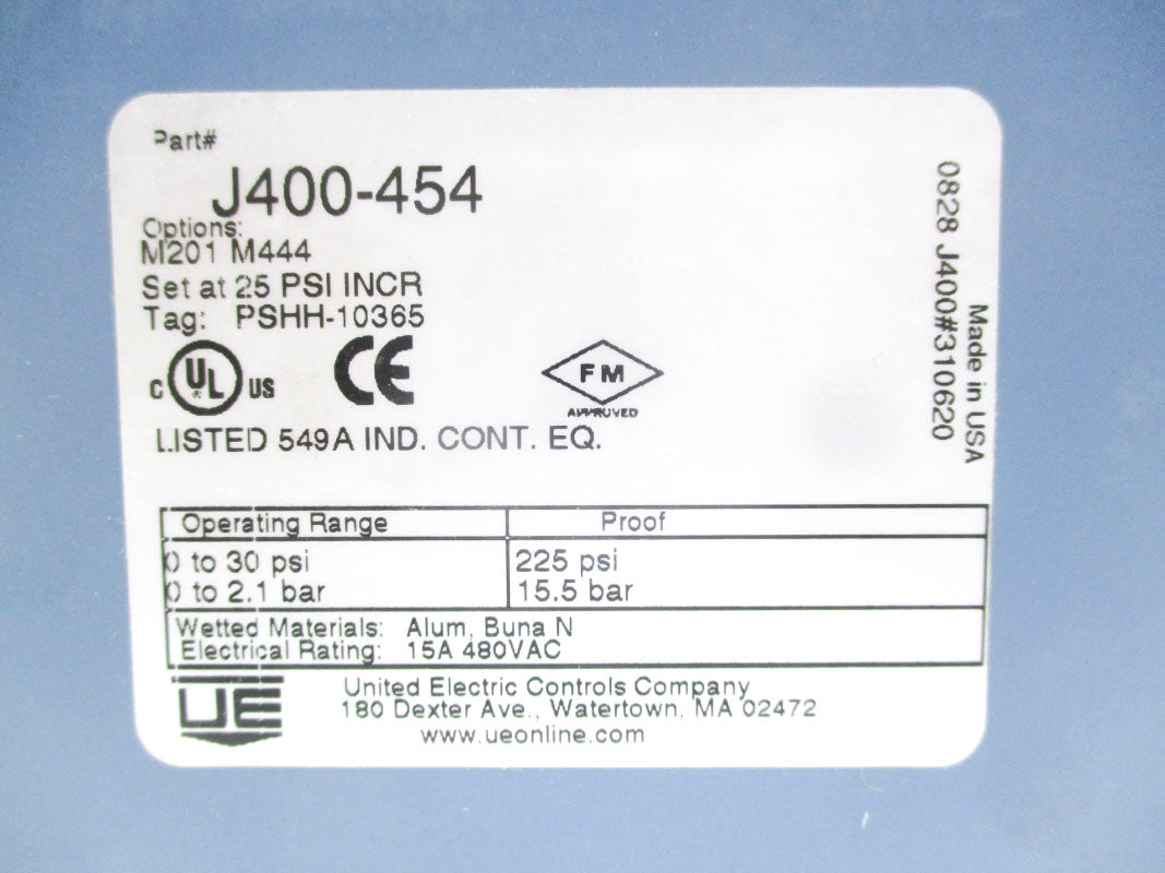 UNITED ELECTRIC J400-454 25PSI NSNP