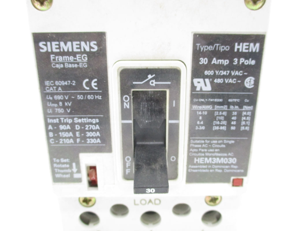SIEMENS HEM3M030 30A 480V NSNP
