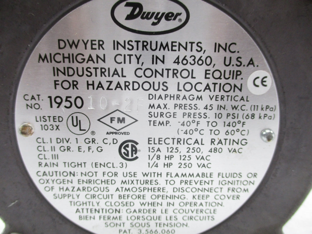 DWYER 195010-2F 10PSI 480VAC 15A NSNP