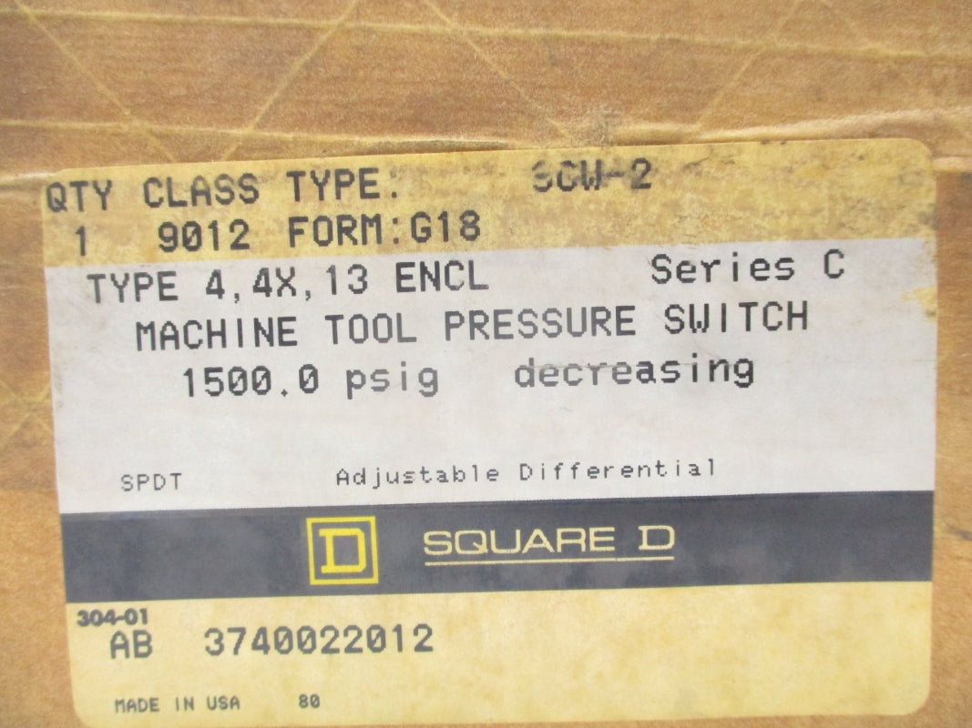 SQUARE D 9012SCW2G18 SER. C 1500PSI NSFS