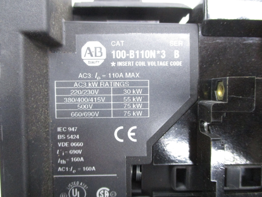 ALLEN BRADLEY 100-B110ND3 SER. B 120V (AS PICTURED) UNMP