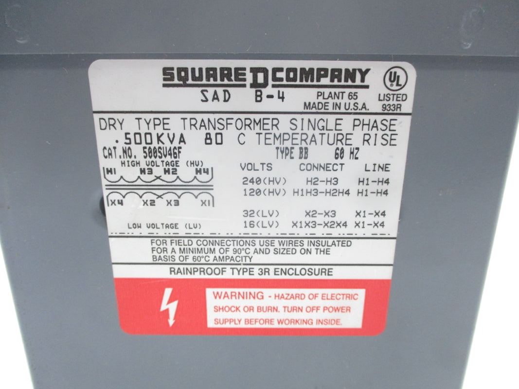 SQUARE D 500SV46F .500KVA NSNP