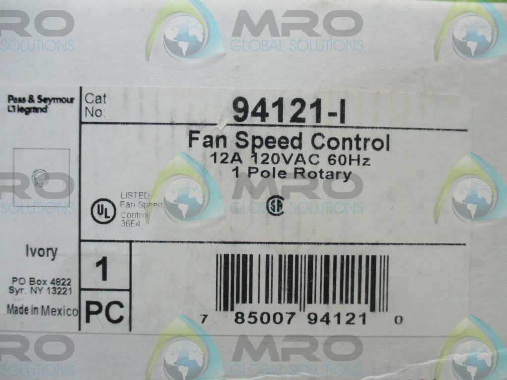 PASS & SEYMOUR INC. 94121-1 FAN SPEED CONTROL *NEW IN BOX*