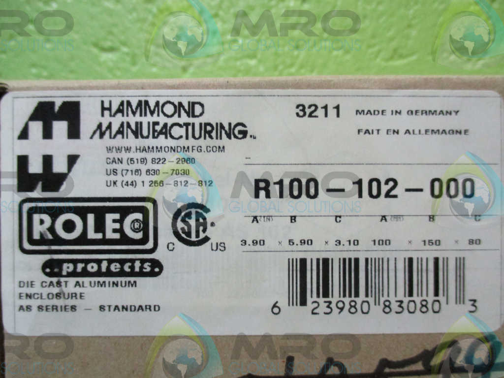 HAMMOND MANUFACTURING R100-102-000 ALUMINUM GREY INDUSTRIAL ENCLOSURE BOX *NEW IN BOX*