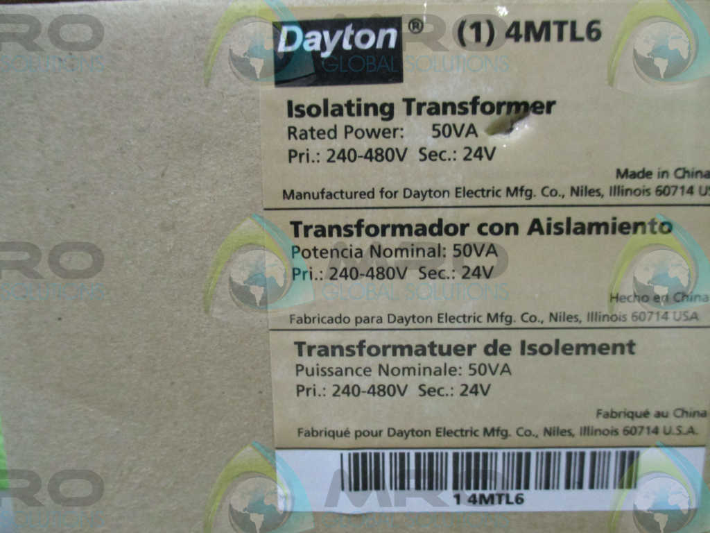 DAYTON 4MTL6 ISOLATING TRANSFORMER *NEW IN BOX*