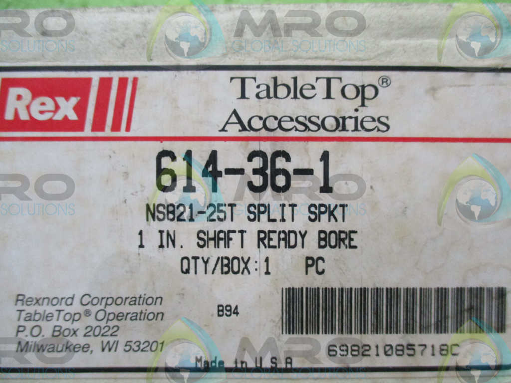 REXNORD CORPORATION 614-36 NS821-25T SPLIT SPKT 1" SHAFT READY BORE *NEW IN BOX*