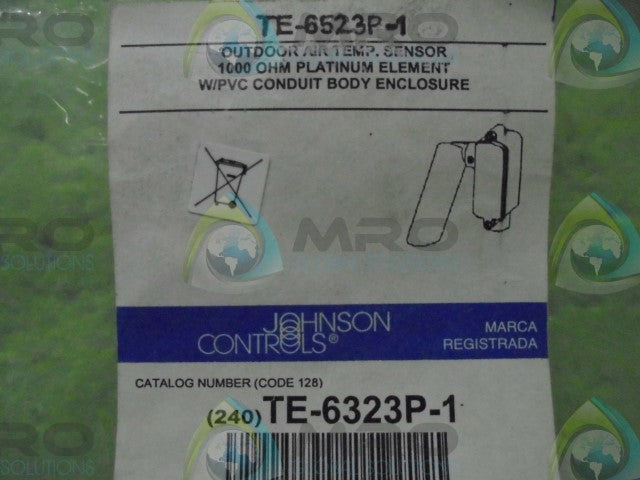 JOHNSON CONTROLS TE-6323P-1 TEMPERATURE SENSOR 1000OHM OUTDOOR AIR *NEW IN BAG*