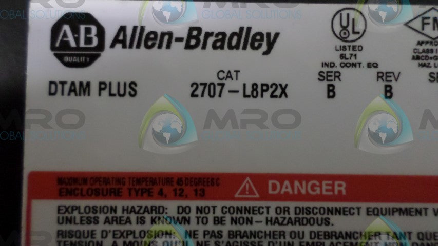 ALLEN BRADLEY 2707-L8P2X SERR.B REV.B OPERATOR INTERFACE *NEW NO BOX*