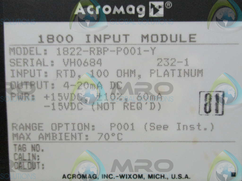ACROMAG INCORPORATION 1822-RBP-P001-Y 1800 INPUT MODULE * NEW IN PACKAGE *
