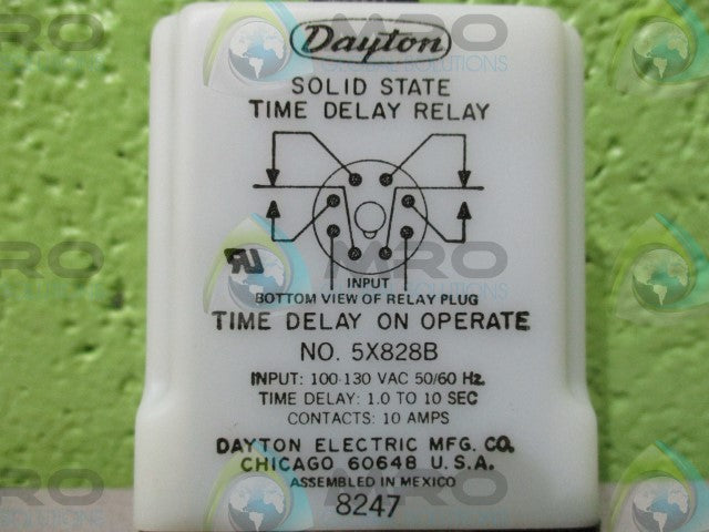 DAYTON ELECTRIC 5X828B SOLID STATE TIME DELAY RELAY *NEW NO BOX*