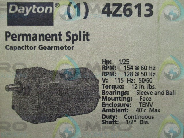 DAYTON 4Z613 GEAR MOTOR *FACTORY SEALED*