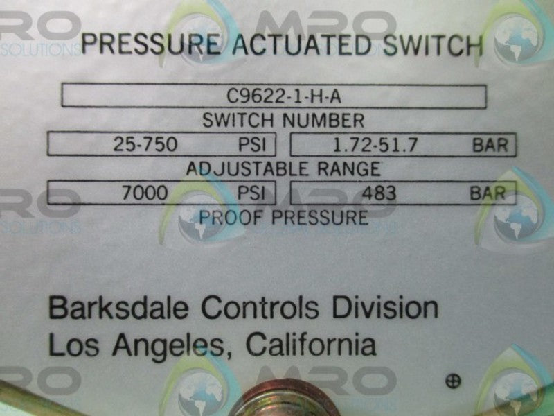 BARKSDALE CONTROLS C9622-1-H-A MECHANICAL PRESSURE SWITCHES *NEW IN BOX*