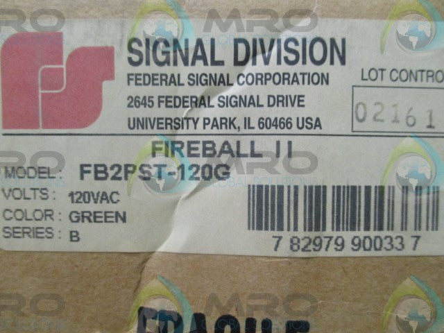 FEDERAL SIGNAL FIREBALL II FB2PST-120G GREEN STROBE LIGHT *FACTORY SEALED*