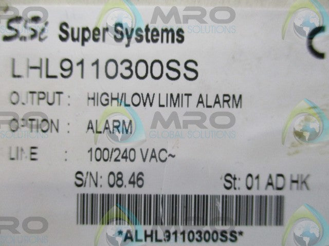 SUPER SYSTEMS INC. LHL9110300SS MODEL: 7SL HIGH/LOW LIMITROL *NEW IN BOX*