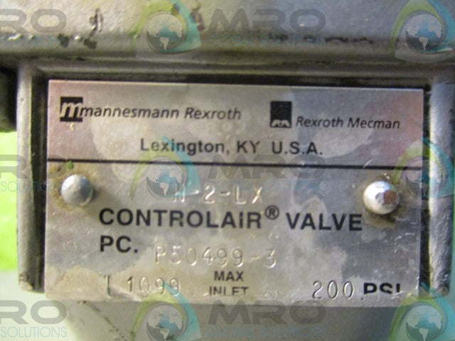REXROTH H-2-LX CONTROL AIR VALVE (200PSI) *USED*
