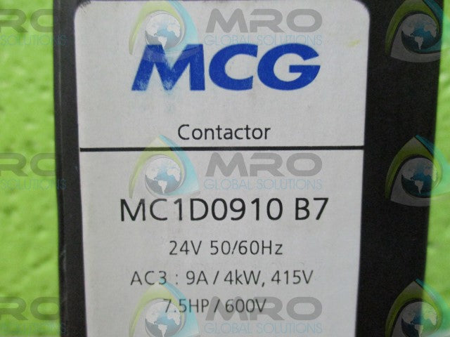 MCG, INC. MC1D0910-B7 CONTACTOR (24V; 50/60HZ) *NEW IN BOX*