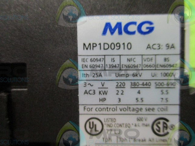 MCG, INC. MP1D0910 (BD) CONTACTOR (24V) *NEW IN BOX*