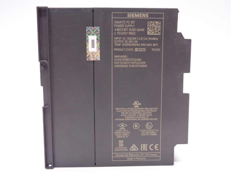 SIEMENS 6ES7307-1EA01-0AA0 (AS PICTURED) UNMP