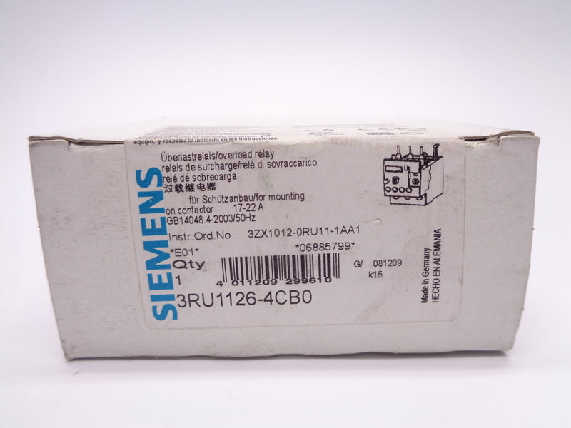 SIEMENS 3RU1126-4CB0 17-22A 600VAC NSMP