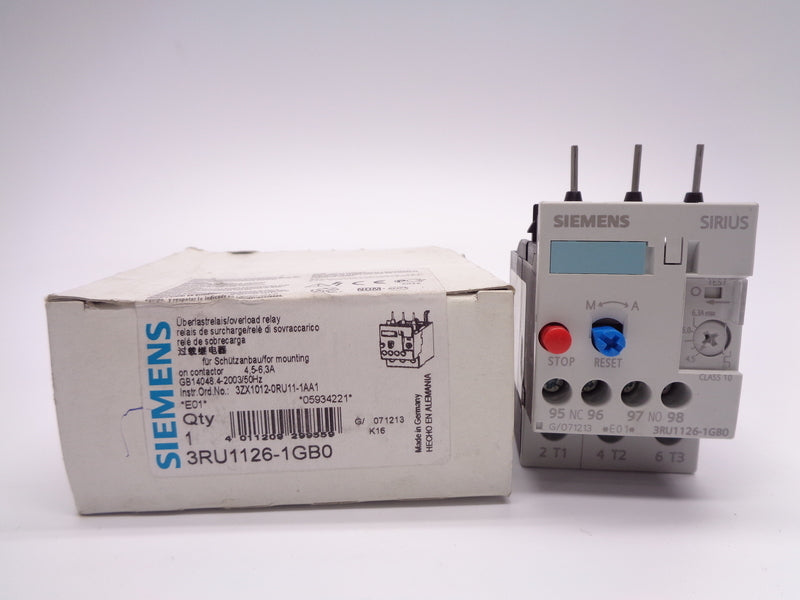 SIEMENS 3RU1126-1GB0 600VAC 4.5-6.3A NSMP