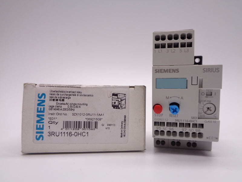 SIEMENS 3RU1116-0HC1 0.55-0.8A 600VAC NSMP