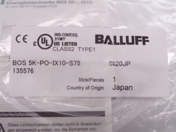 BALLUFF BOS5K-PO-IX10-S75 NSMP