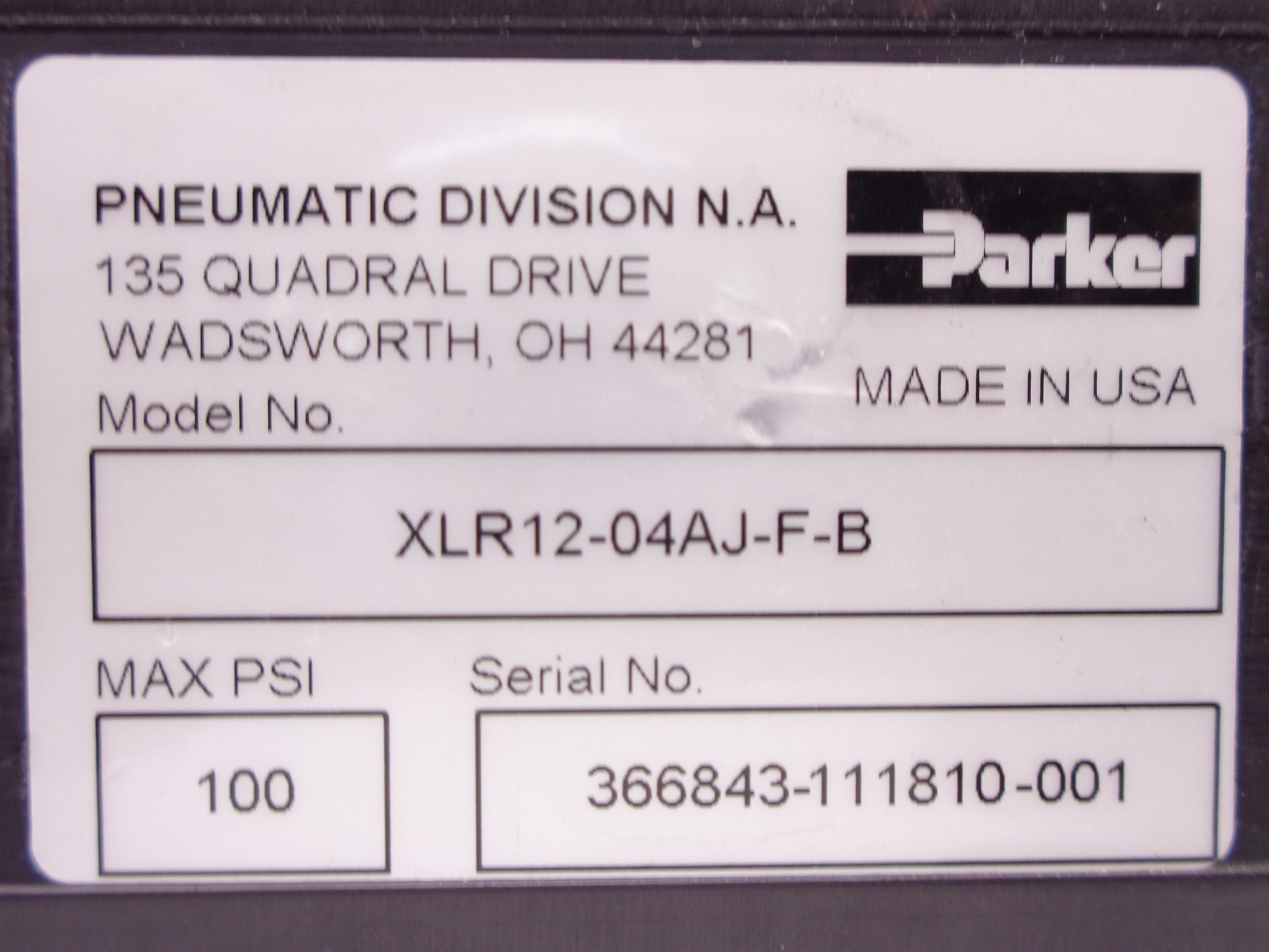 PARKER XLR12-04AJ-F-B NSNP