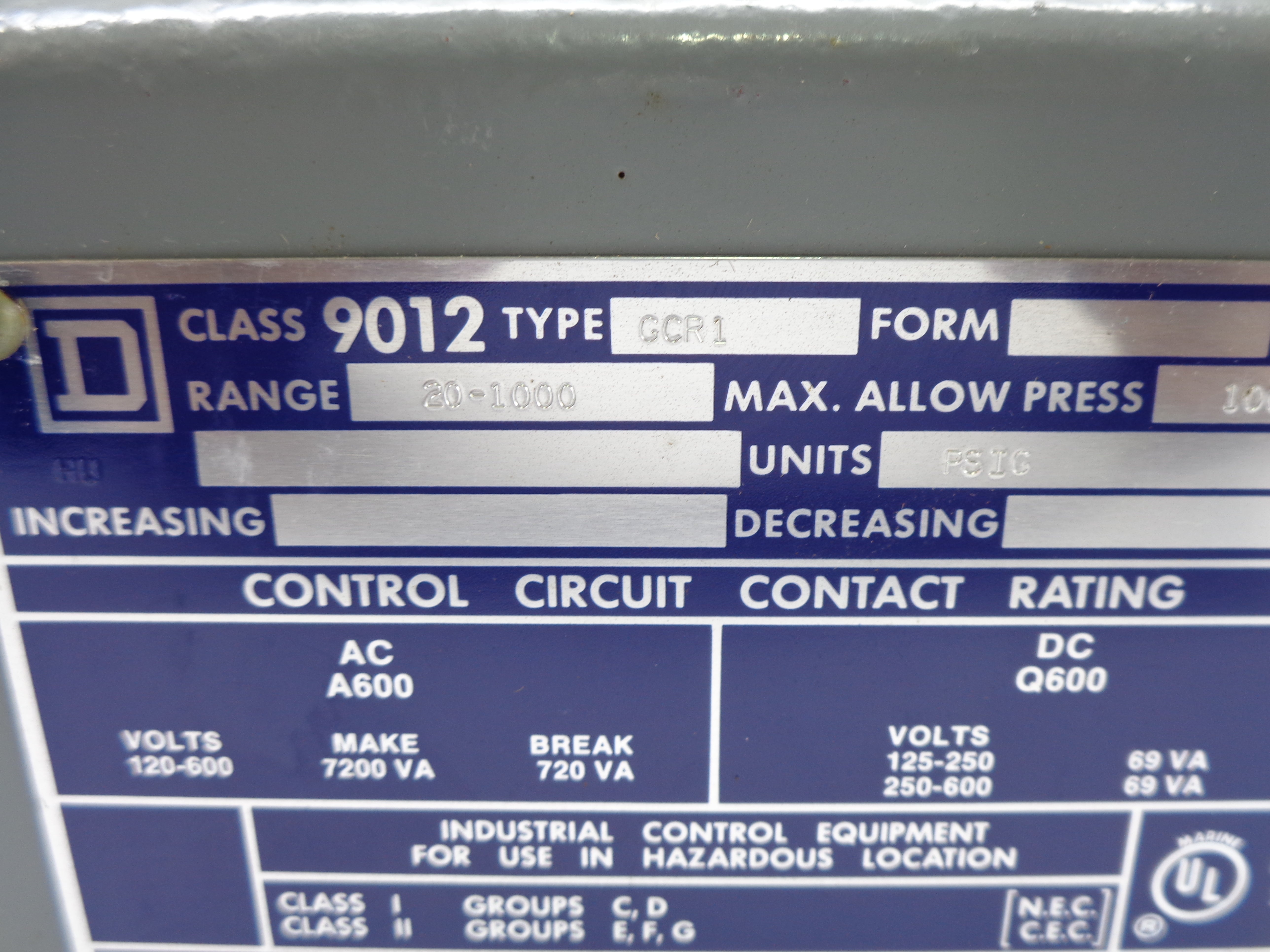 SQUARE D 9012GCR1 SER. C NSNP