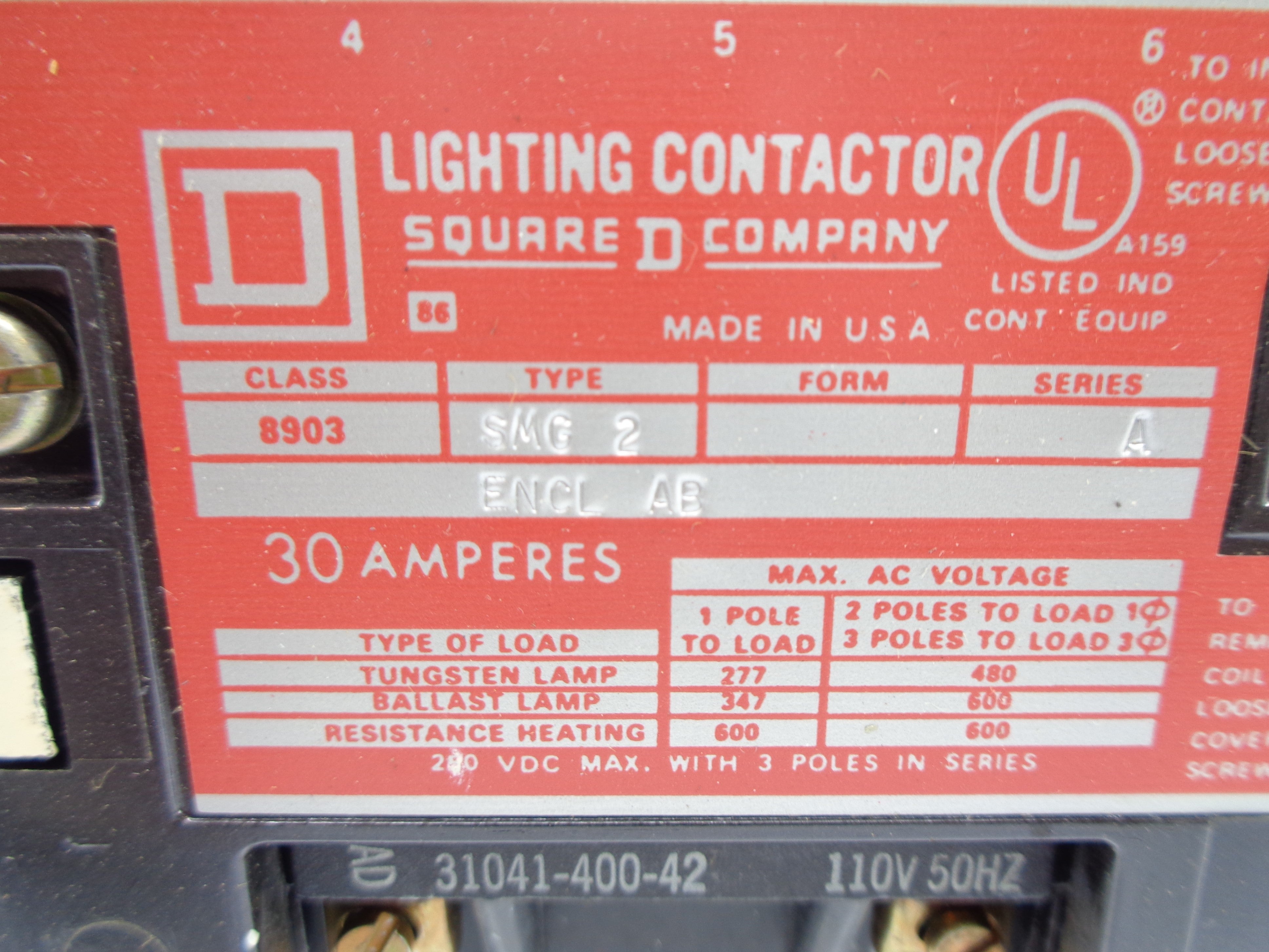 SQUARE D 8903SMG2 SER.A 250VDC 30A NSNP