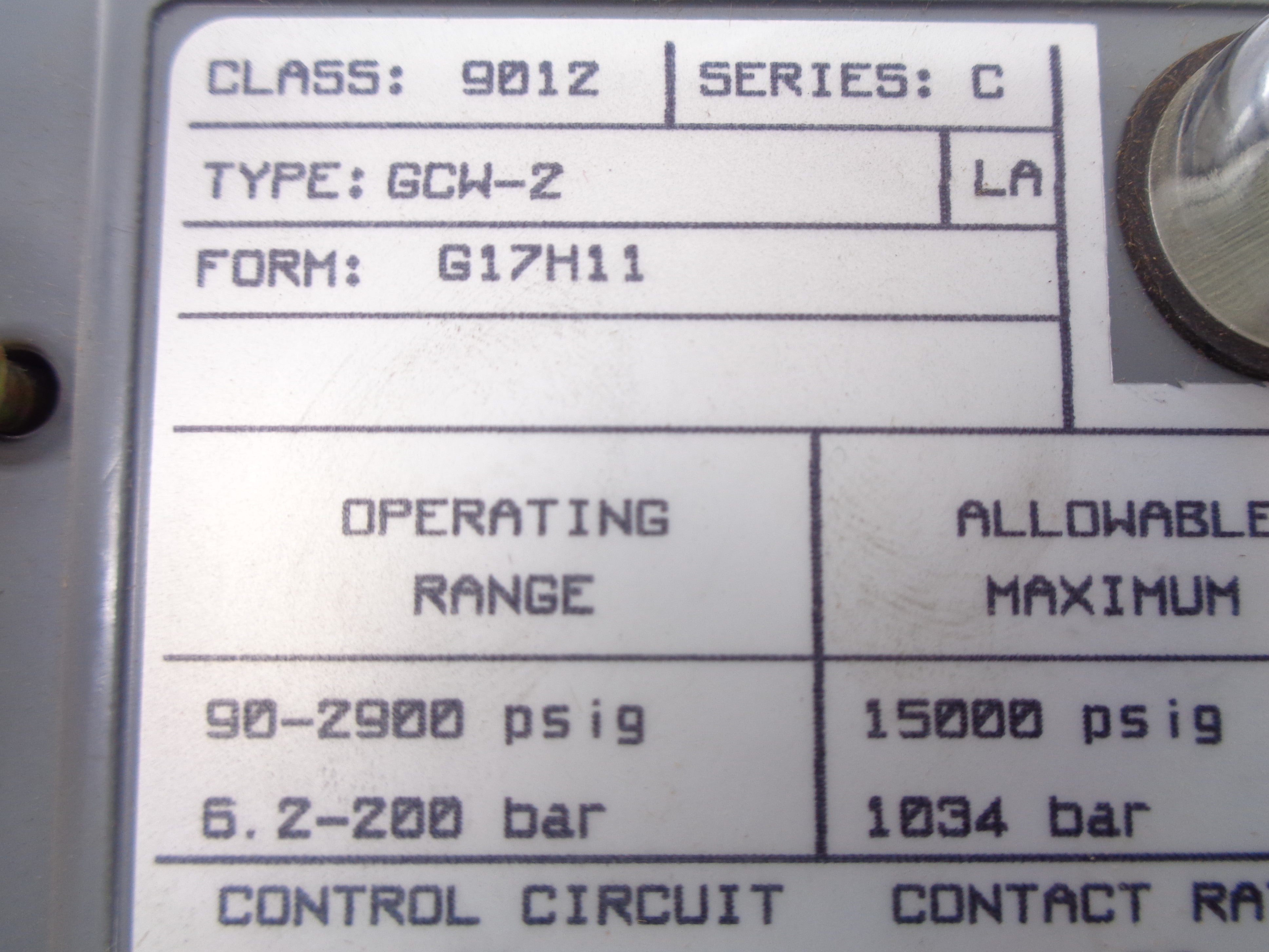 SQUARE D 9012GCW-2G17H11 SER. C NSNP