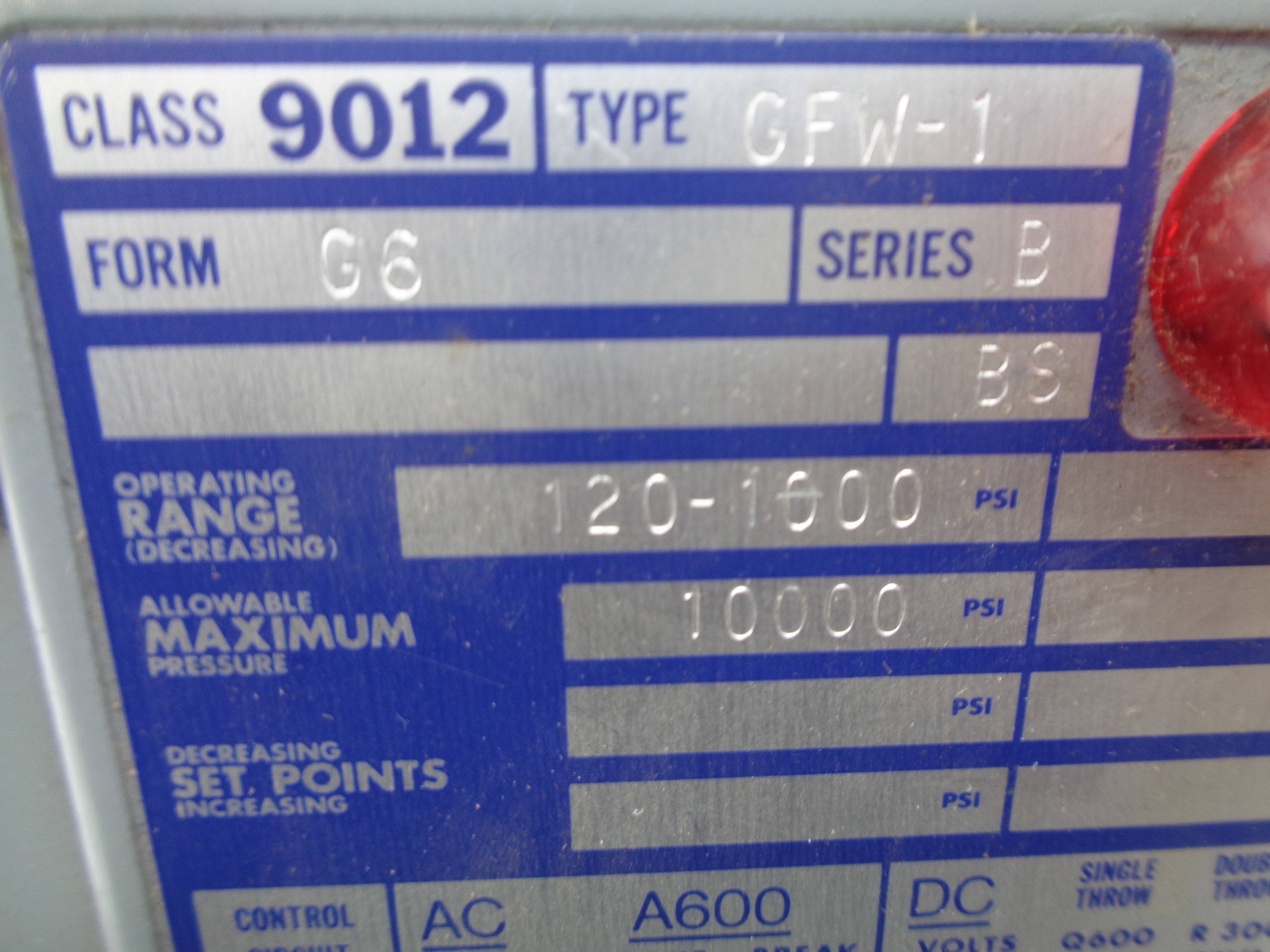 SQUARE D 9012GFW-1G6 SER. B NSNP