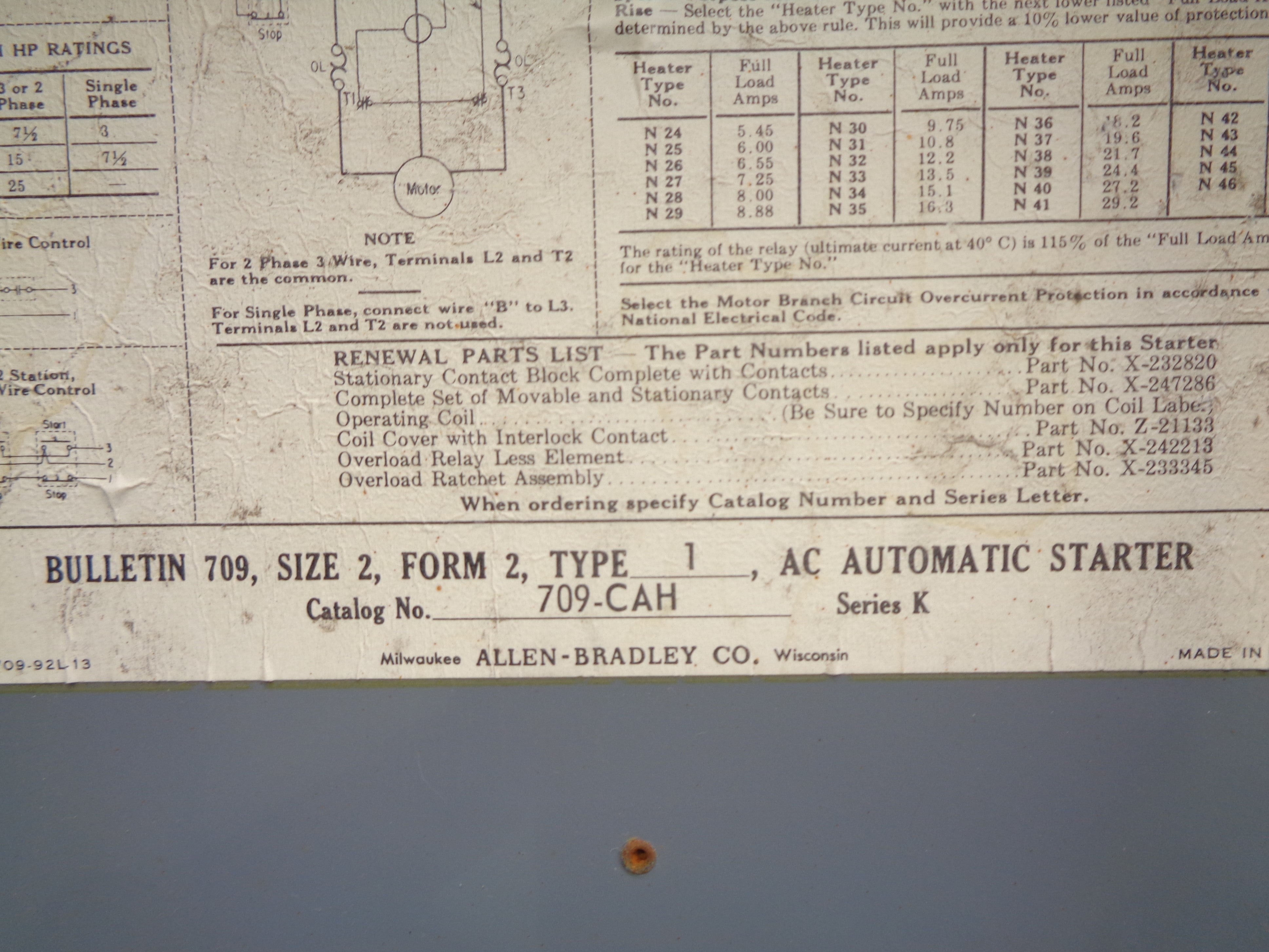 INDUSTRIAL SPARE PART 709-CAH SER. K UNMP