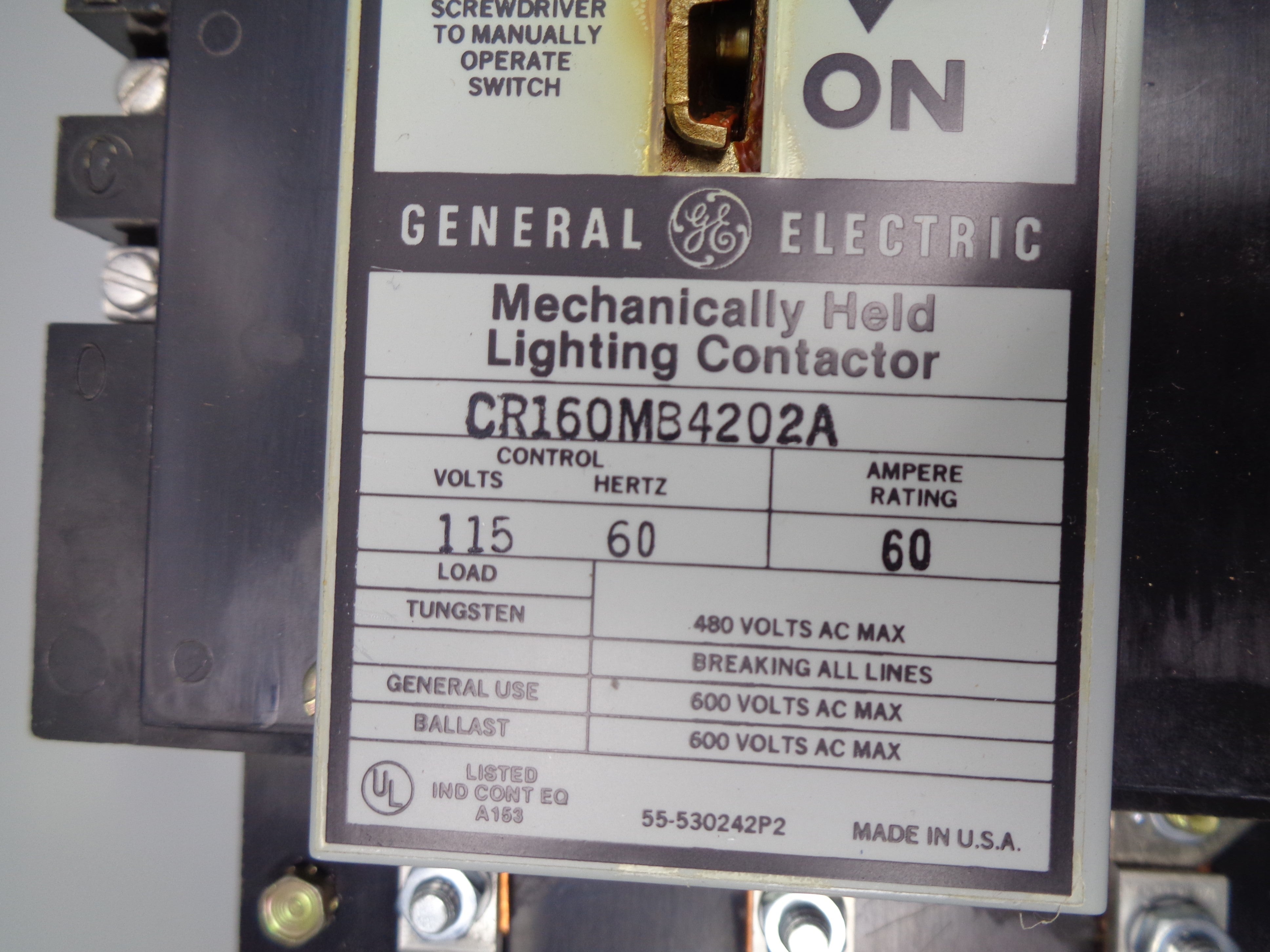 GENERAL ELECTRIC CR160MB4202A 60A 115V NSNP