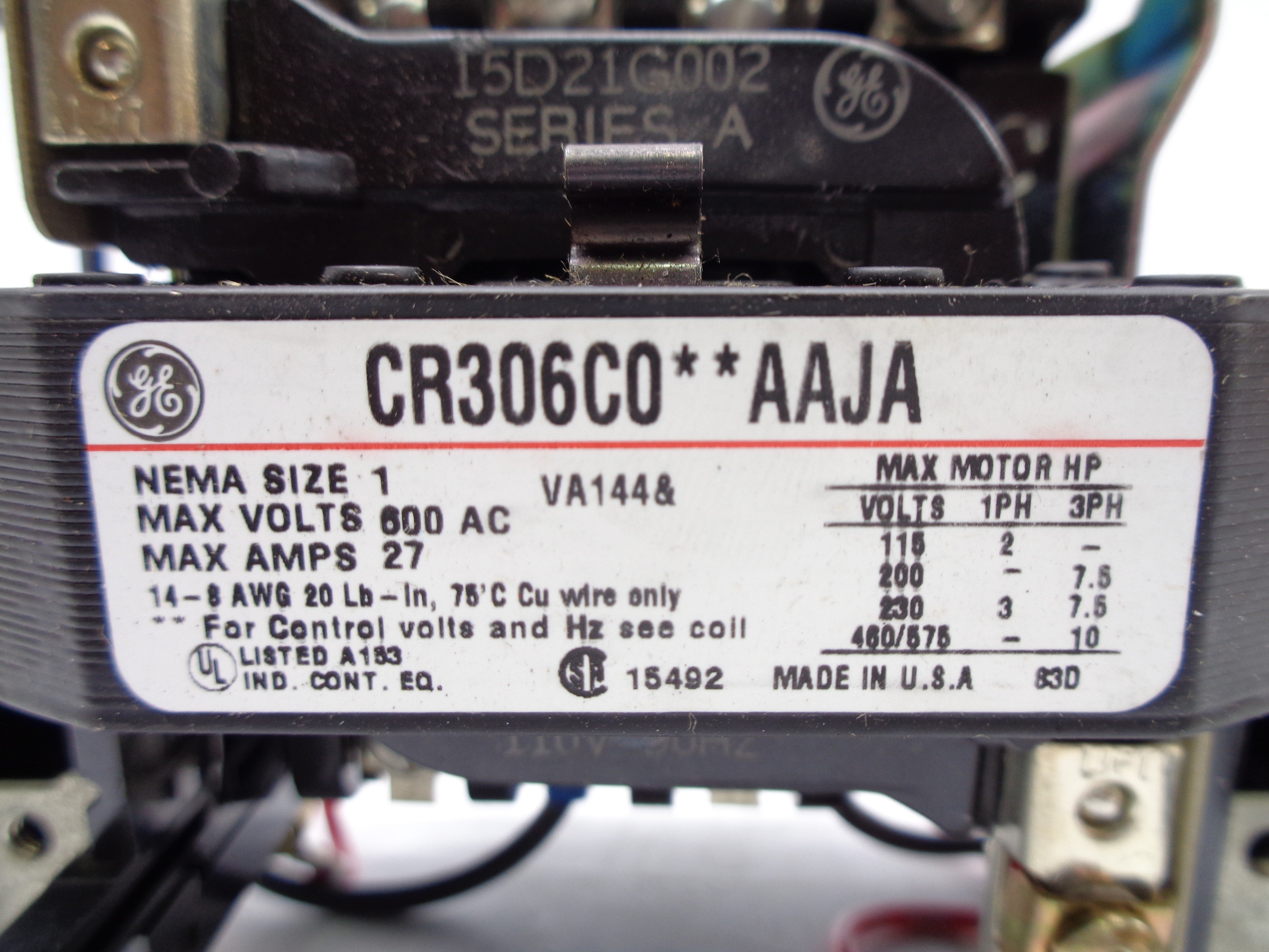 CUTLER HAMMER CR306C002AAJA 27A 600VAC NSNP