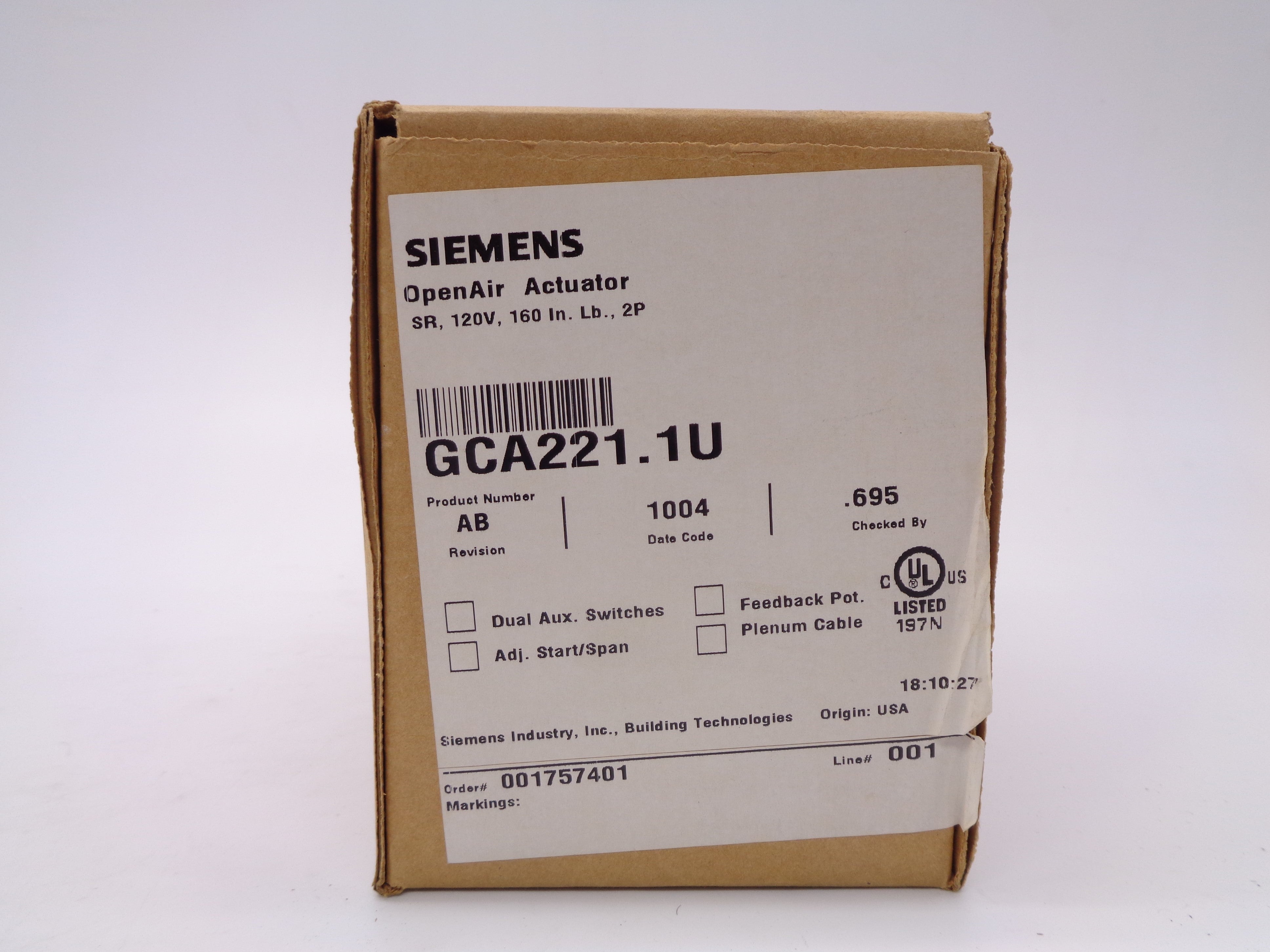 SIEMENS GCA221.1U NSMP