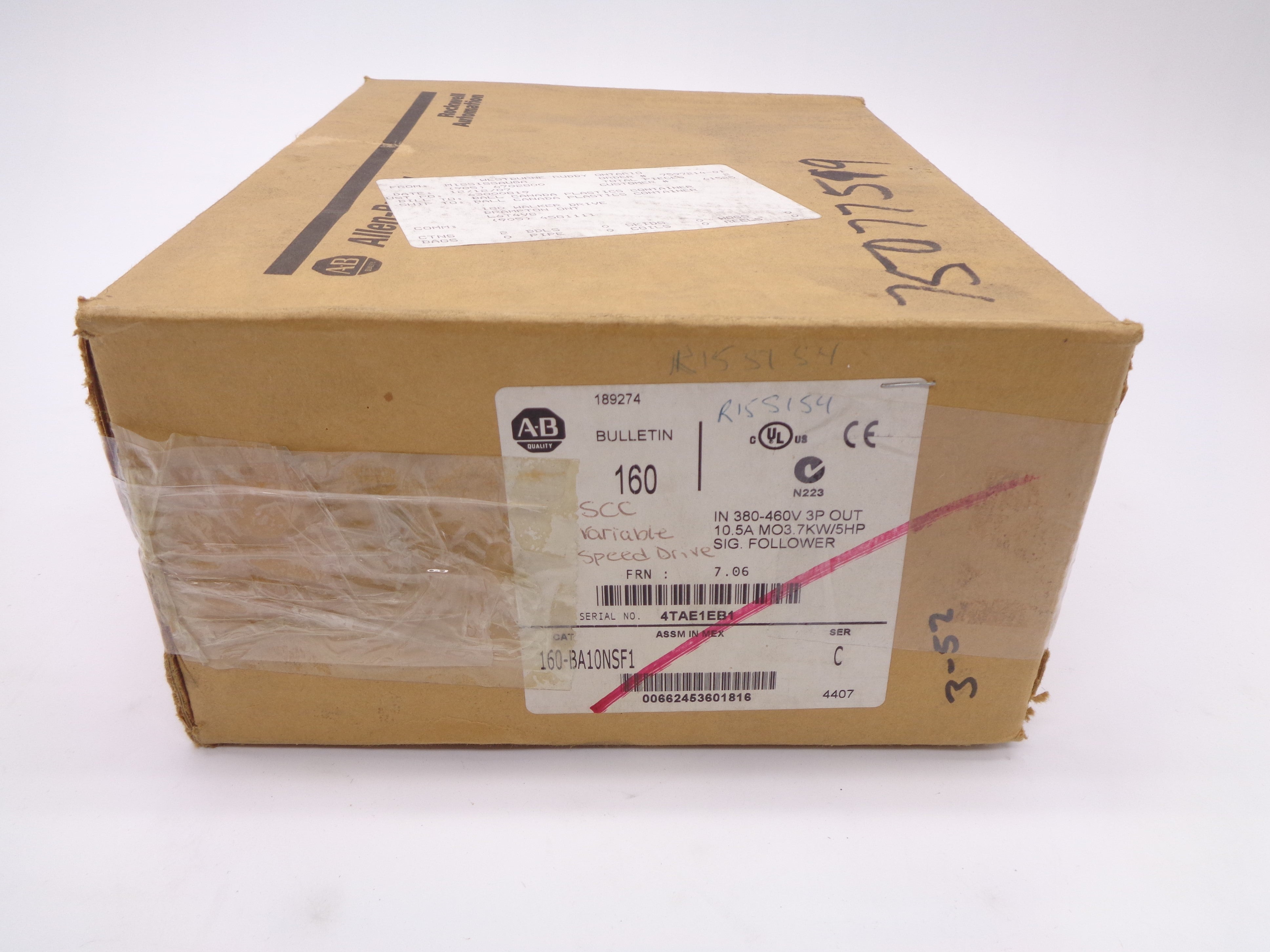 ALLEN BRADLEY 160-BA10NSF1 SER. C F/W 7.06 380-460V 12.2A NSMP