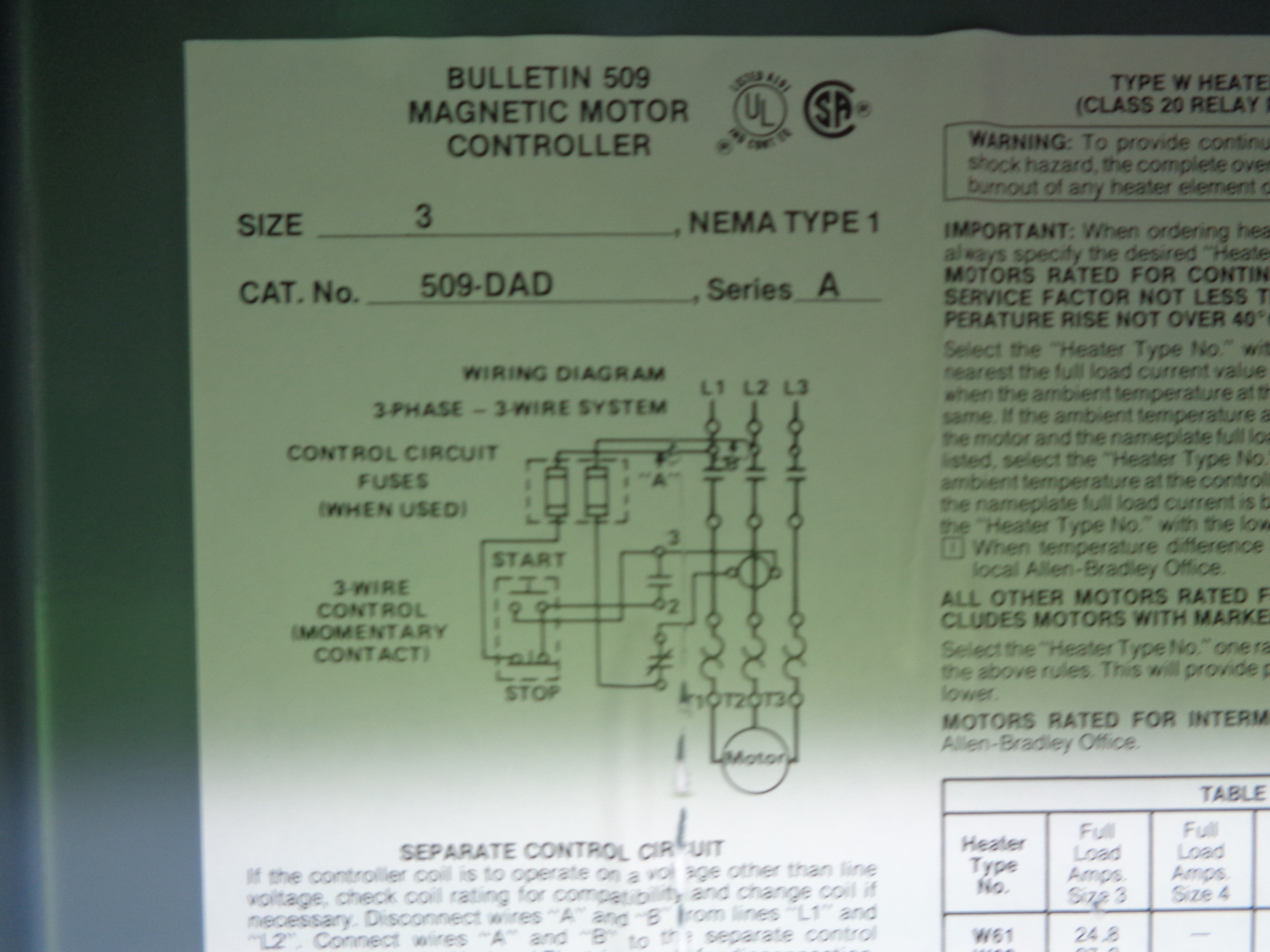 INDUSTRIAL SPARE PART 509-DAD SER. A NSNP