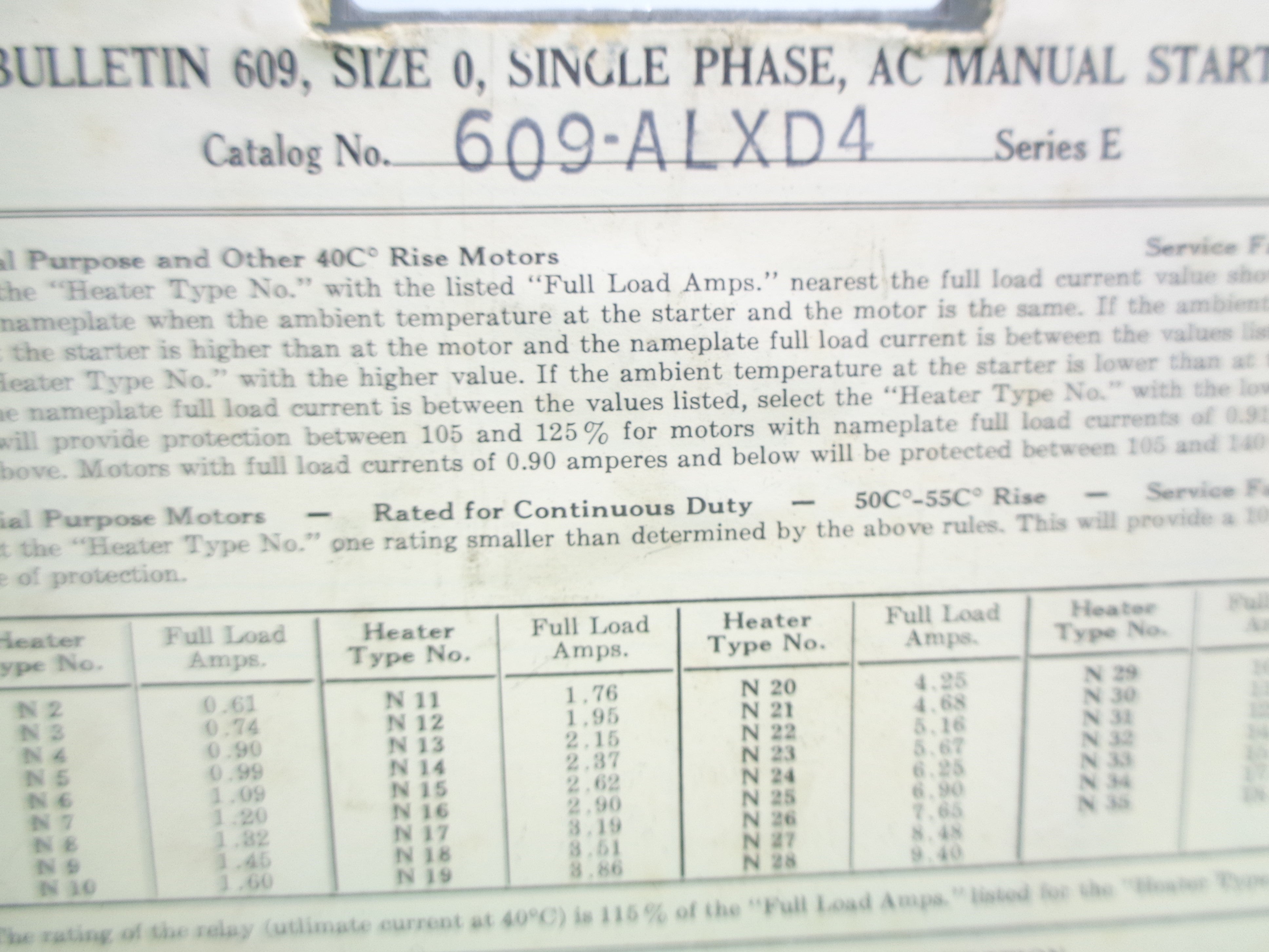 INDUSTRIAL SPARE PART 609-ALXD4 SER. E NSNP