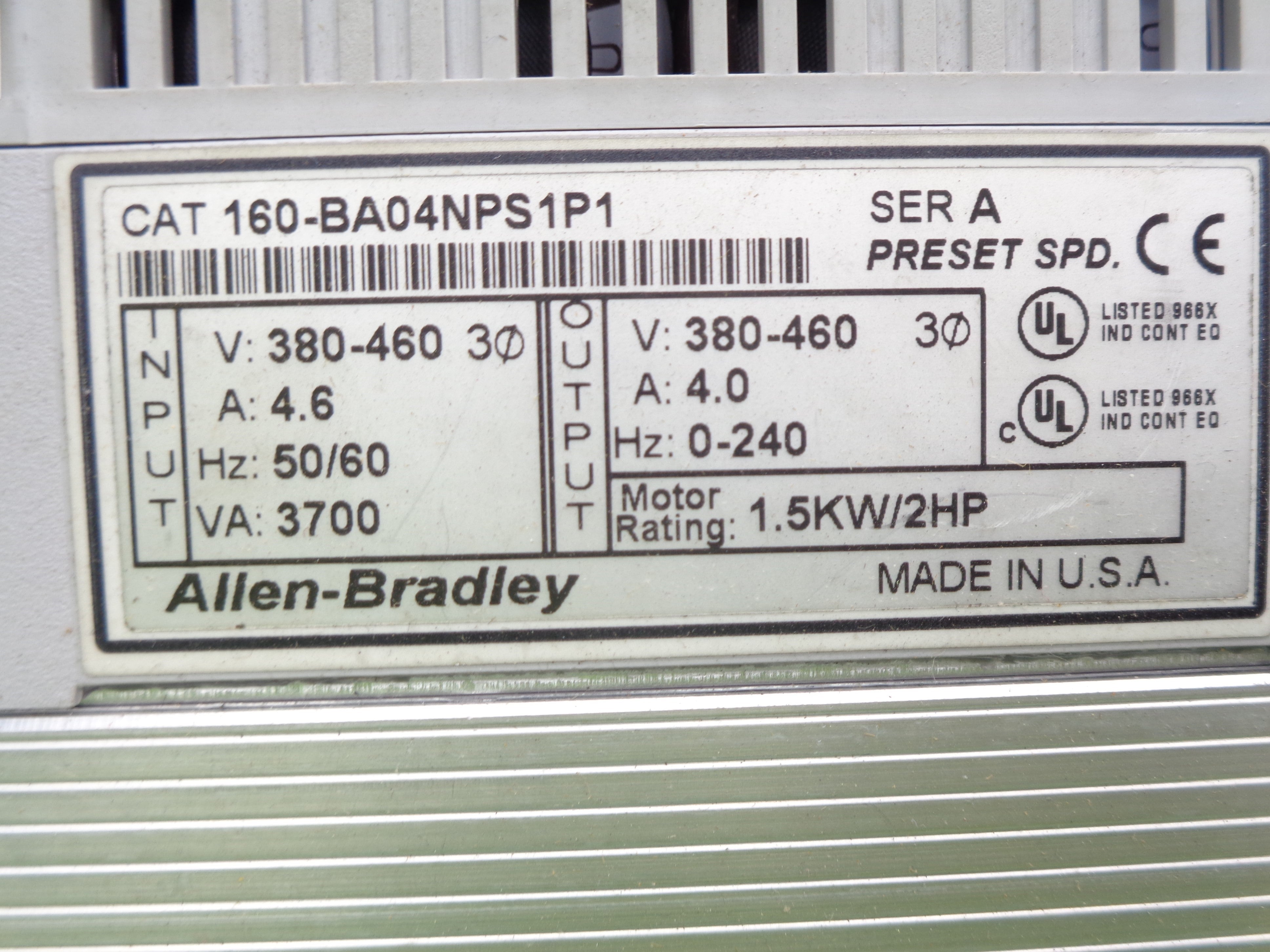 ALLEN BRADLEY 160-BA04NPS1P1 SER. A F/W 4.07 NSNP